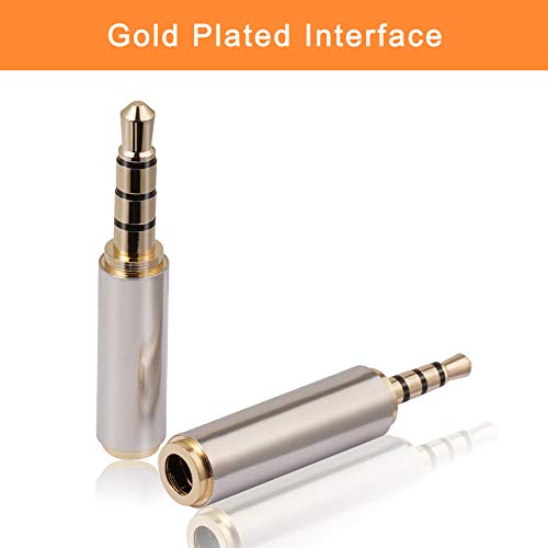 MIUONO 2.5mm to 3.5mm Adapter and 3.5mm to 2.5mm Adapter, Gold Plated Jack Stereo Full Metal Connector Converter for Smartphones, Headphone, Mic, Tablets Support MIC Function - Image 5