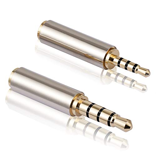 MIUONO 2.5mm to 3.5mm Adapter and 3.5mm to 2.5mm Adapter, Gold Plated Jack Stereo Full Metal Connector Converter for Smartphones, Headphone, Mic, Tablets Support MIC Function - Image 1