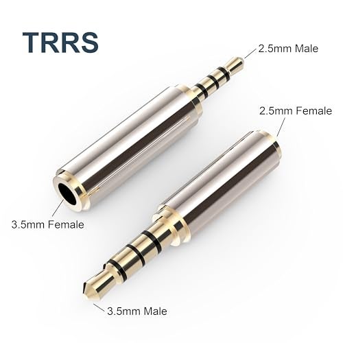 MIUONO 2.5mm to 3.5mm Adapter and 3.5mm to 2.5mm Adapter, Gold Plated Jack Stereo Full Metal Connector Converter for Smartphones, Headphone, Mic, Tablets Support MIC Function - Image 2