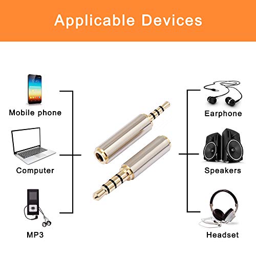 MIUONO 2.5mm to 3.5mm Adapter and 3.5mm to 2.5mm Adapter, Gold Plated Jack Stereo Full Metal Connector Converter for Smartphones, Headphone, Mic, Tablets Support MIC Function - Image 4