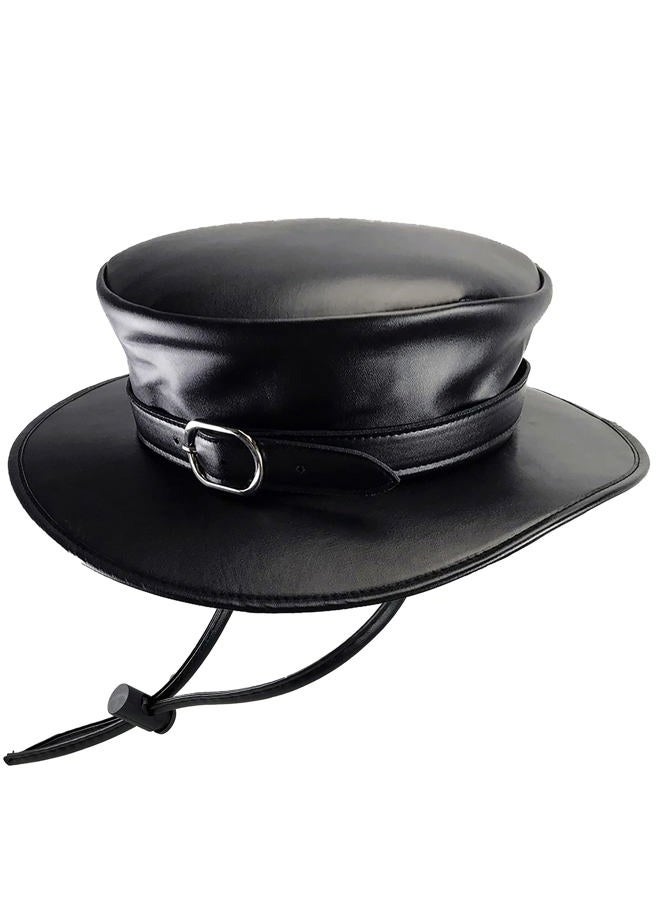 Absolute Vibe Steampunk Plague Doctor Halloween Costume PU Leather Black Wide Brim Magician Dress Up Party Hat (L) - Image 1