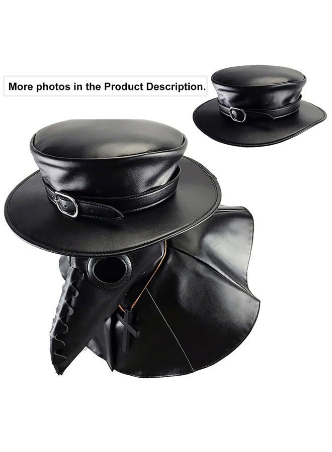 Absolute Vibe Steampunk Plague Doctor Halloween Costume PU Leather Black Wide Brim Magician Dress Up Party Hat (L) - Image 4