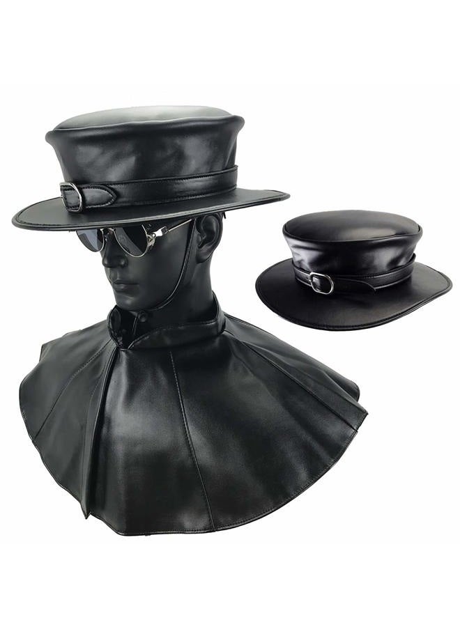 Absolute Vibe Steampunk Plague Doctor Halloween Costume PU Leather Black Wide Brim Magician Dress Up Party Hat (L) - Image 2