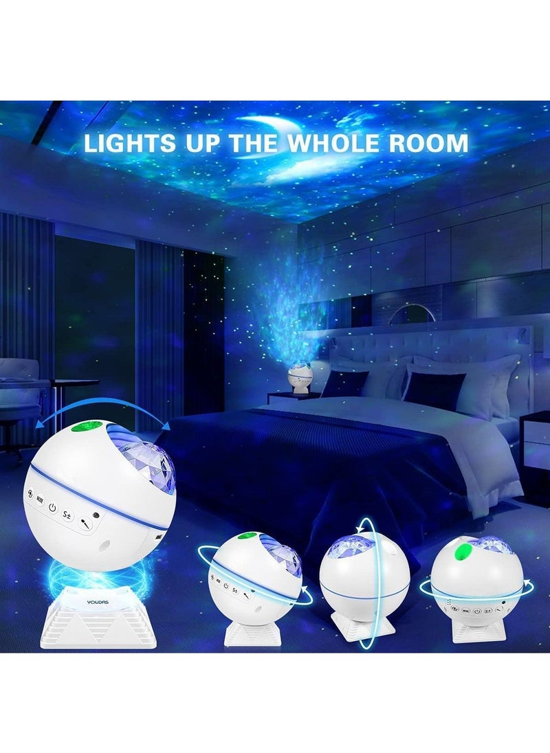 Swift Galaxy Star Projector for Bedroom, Remote Control & White Noise Bluetooth Speaker, LED Night Lights for Kids Room, Adults Home Theater, Party, Living Room Decor, White  - Image 2
