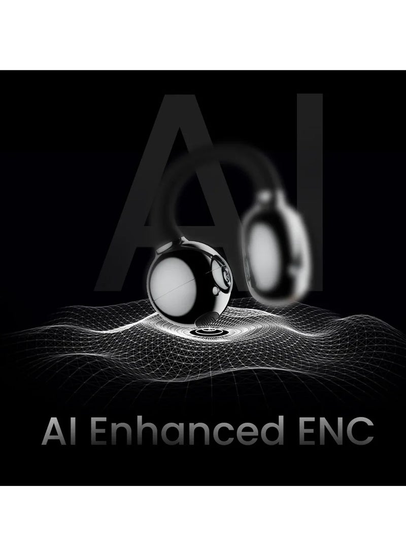 HiFuture - FlexClip Open-Ear Wireless Earbuds, Black, 30-Hour Playtime, AI ENC Noise Cancellation - Image 1
