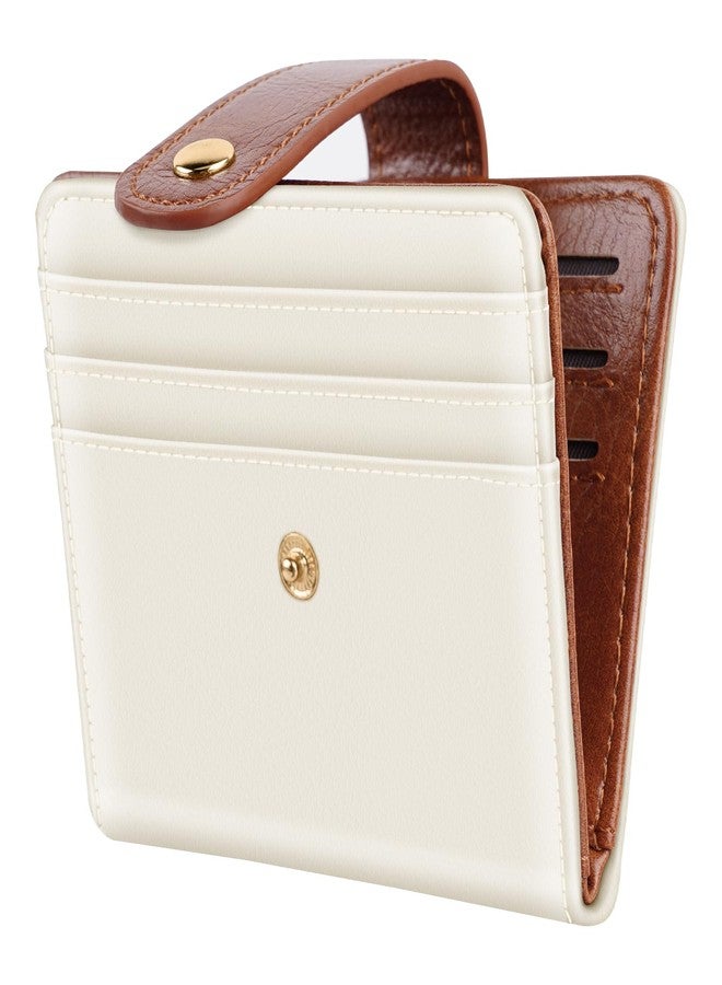Simikol Small Wallets for Women Slim Minimalistfor Bifold Credit Card Holder for Pocket or Purse, Cream - Image 1
