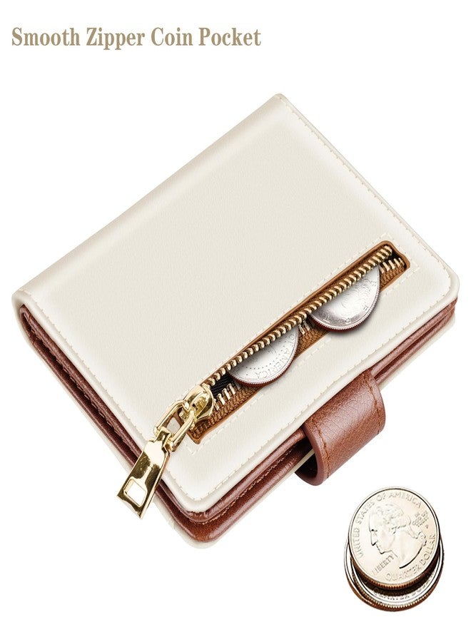 Simikol Small Wallets for Women Slim Minimalistfor Bifold Credit Card Holder for Pocket or Purse, Cream - Image 4