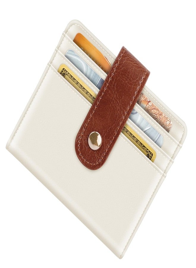 Simikol Small Wallets for Women Slim Minimalistfor Bifold Credit Card Holder for Pocket or Purse, Cream - Image 3