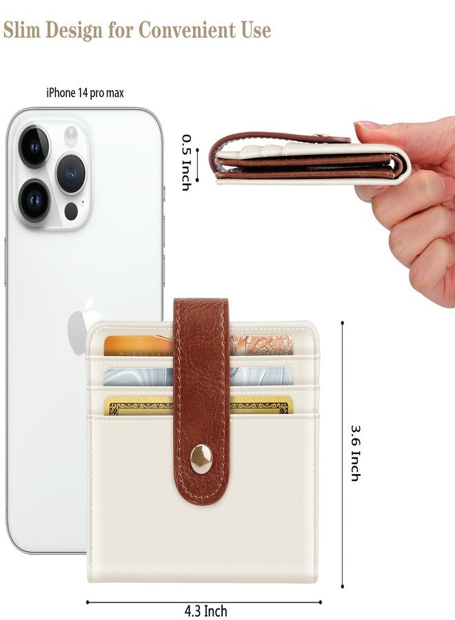 Simikol Small Wallets for Women Slim Minimalistfor Bifold Credit Card Holder for Pocket or Purse, Cream - Image 5