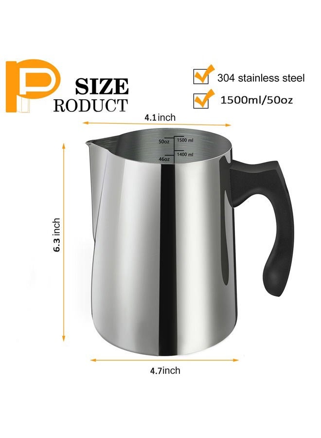 BBAXI Candle Making Pouring Pot, 1500 ML/50 OZ Candle Pouring Pitcher, 304 Stainless Steel Candle Making Pitcher with Heat-Resistant Handle and Dripless Pouring Spout Design - Image 2