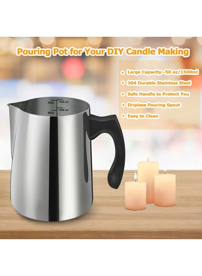 BBAXI Candle Making Pouring Pot, 1500 ML/50 OZ Candle Pouring Pitcher, 304 Stainless Steel Candle Making Pitcher with Heat-Resistant Handle and Dripless Pouring Spout Design - Image 5