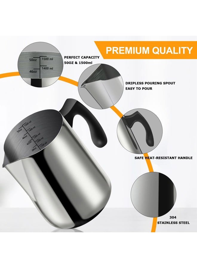 BBAXI Candle Making Pouring Pot, 1500 ML/50 OZ Candle Pouring Pitcher, 304 Stainless Steel Candle Making Pitcher with Heat-Resistant Handle and Dripless Pouring Spout Design - Image 4