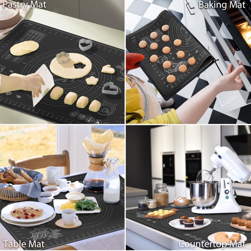 OKeanu Silicone Baking Mat 32" x 24" Extra Thickness Dough Rolling Mat with Measurements and Edge Heightening, Non-stick Food Grade Silicone Pastry Mat for Pastry, Bread, Cookies, Pizza, Fondant, Pasta-Black - Image 5