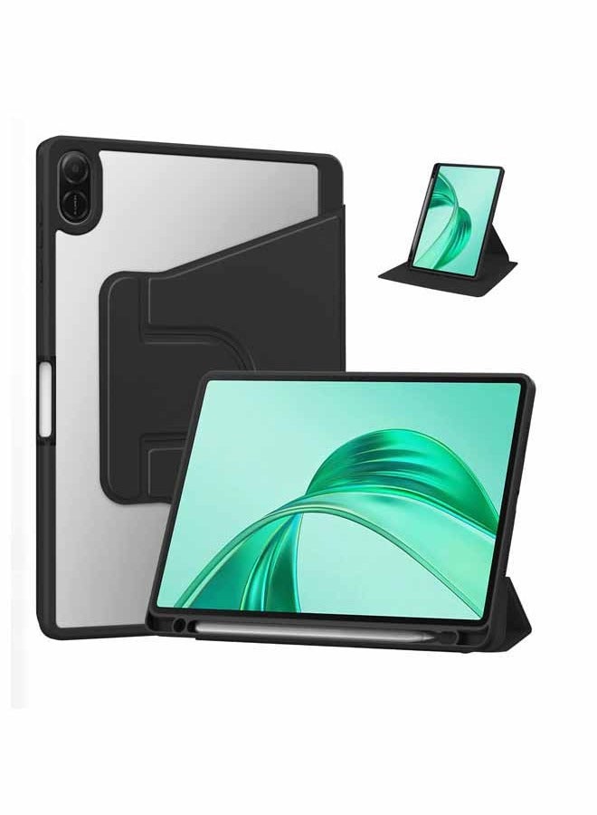 Case for Honor Pad X8a 11 بوصة,حالة الحماية اللوحية , تصميم الدوار 360 درجة من الاكريليك, إيقاظ / نوم تلقائي, جلد ناعم, أسود - Image 1