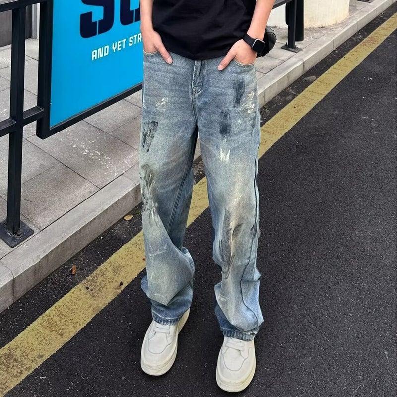 Unisex Classic Denim Jeans Loose Fit Daily Outdoor Wear - Image 1