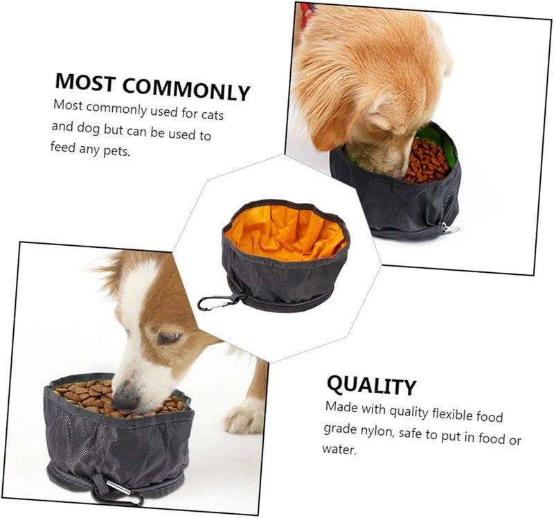 وعاء طعام حيوانات أليفة قابل للطي محمول للقطط والكلاب لتغذية السفر في الهواء الطلق حوض طعام وماء عشوائي اللون - Image 3