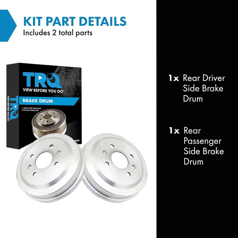 TRQ Rear Brake Drum Pair Set for Chevy Aveo, Aveo 5, Pontiac G3, Spark, and Wave - Image 2