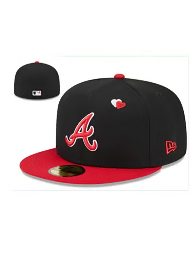 NEW ERA New Era Black - Red Color - Block Baseball Cap, Big “A” Logo Trendy Hat 57.7cm 