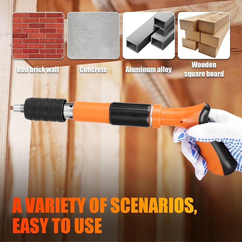 Concrete Nail Gun Tool with 20 pcs Nails 5 Speed Adjustable Manual Steel Nail Gun Tool Wall Fastening Power Tool Manual Nail Gun Wall Anchor Wire Slotting Device Household Woodworking  - Image 3