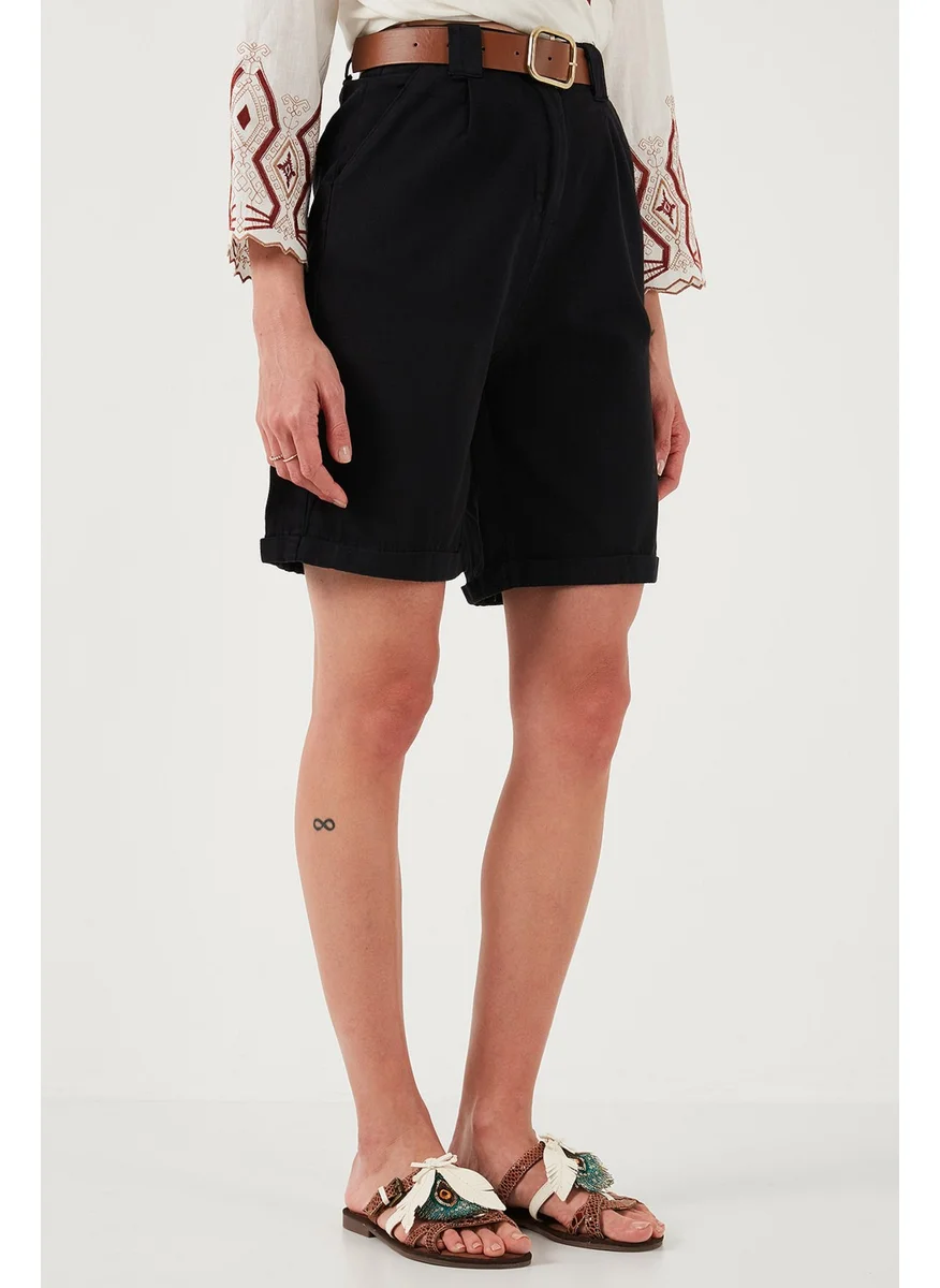Lela Cotton Relaxed Fit High Waist Belted Gabardine Short Women's Shorts 668YP4710