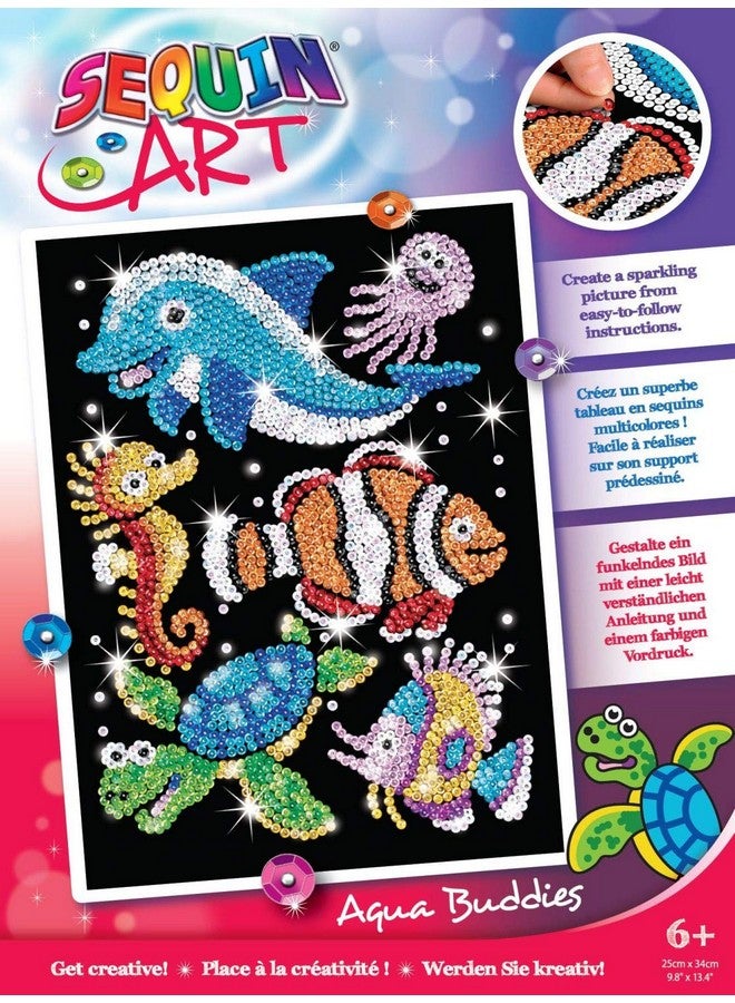 Sequin Art Red Sealife Scene Sparkling Arts And Crafts Picture Kit; Creative Crafts For Adults And Kids - Image 1