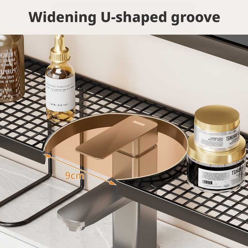 No-Drill Bathroom Shelf Organizer, Metal, Black/White, 1 Pack - Image 3