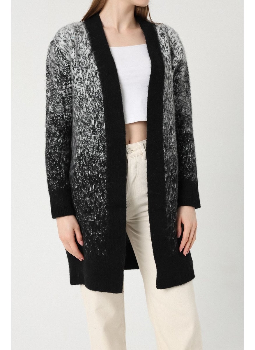 Winter Club Snowy Patterned Long Silk Cardigan Women's Cardigan  - Image 4