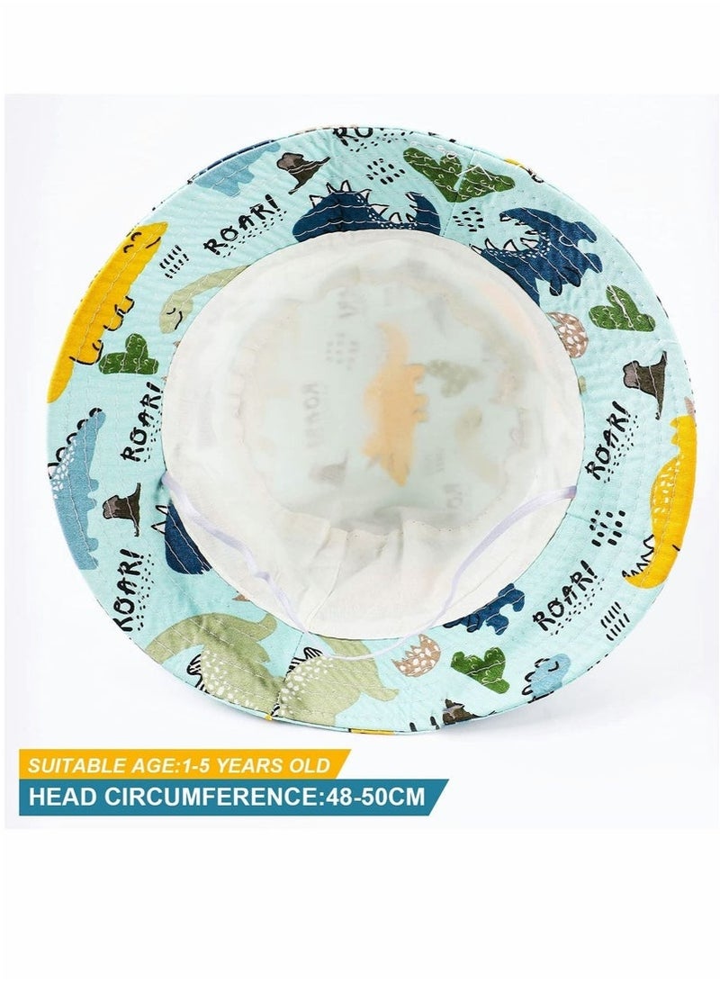 GIFT Baby Sun Hat Kids Cotton Summer Bucket Hat with Elastic Strap Foldable Wide Brim Beach Cap with Sun Protection for Boys Girls Aged 1-5 Years - Image 4