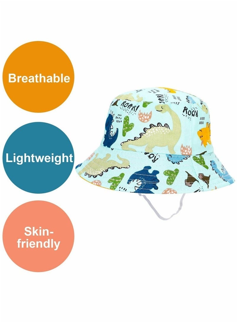 GIFT Baby Sun Hat Kids Cotton Summer Bucket Hat with Elastic Strap Foldable Wide Brim Beach Cap with Sun Protection for Boys Girls Aged 1-5 Years - Image 5