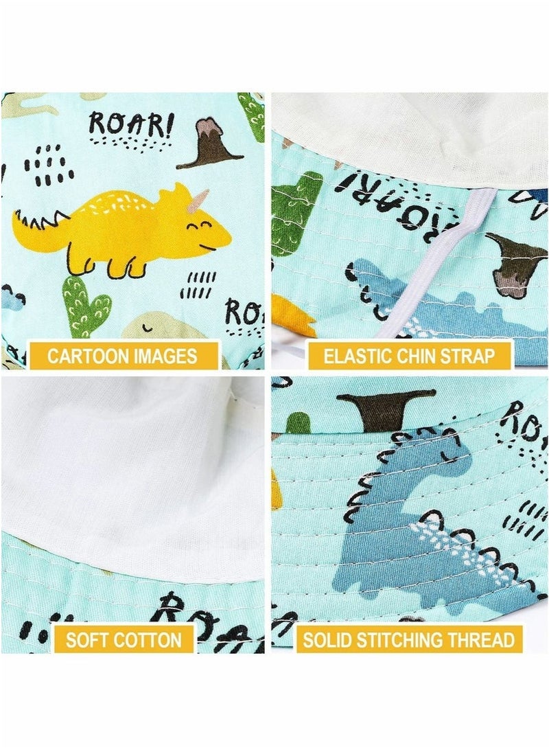 GIFT Baby Sun Hat Kids Cotton Summer Bucket Hat with Elastic Strap Foldable Wide Brim Beach Cap with Sun Protection for Boys Girls Aged 1-5 Years - Image 3