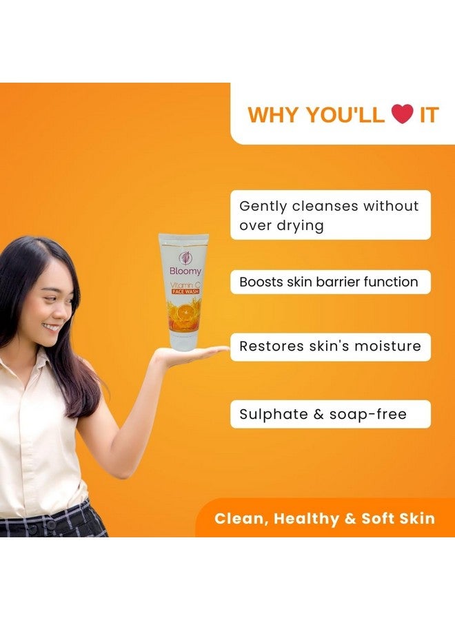 BLOOMY Vitamin C Face Wash - 100 ML | Face Wash For Glowing And Brightening Skin | All Skin Types|With Triple Vitamin C | Face Wash For Women & Men - Image 2