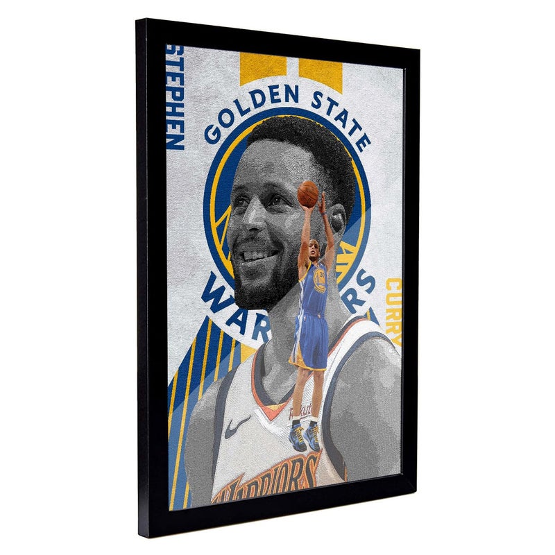 FRAMEO STORE Stephen Curry Golden State Warriors Poster Glass frame Stephen Curry warriors wall art framed poster A3 size 12 X 18 Inches - Image 2