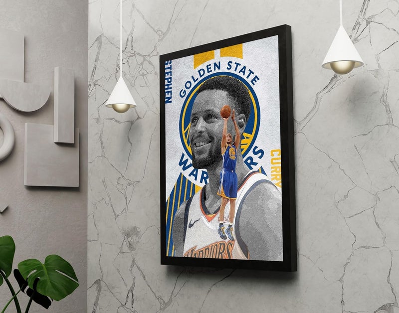 FRAMEO STORE Stephen Curry Golden State Warriors Poster Glass frame Stephen Curry warriors wall art framed poster A3 size 12 X 18 Inches - Image 3