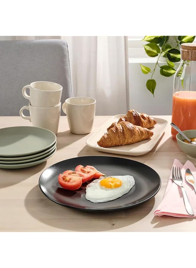 erorex Modern Matte Dark Grey Plates – 26 Cm Ceramic Dinner Plate Set – Minimalist Style Tableware – Durable, Dishwasher Safe – Set Of 4 For Everyday & Elegant Dining - Image 3