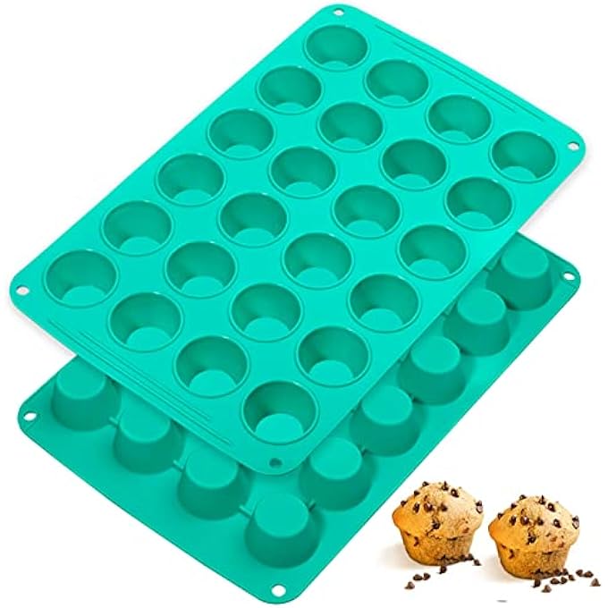 ميني صينية مافن سيليكون 24 كوب 2 قطعة كب كيك القصدير غير لاصق قالب خبز قابل لإعادة الاستخدام لكب كيك فطيرة صغيرة 354 × 223 × 24 سم - Image 1