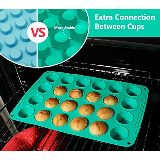 ميني صينية مافن سيليكون 24 كوب 2 قطعة كب كيك القصدير غير لاصق قالب خبز قابل لإعادة الاستخدام لكب كيك فطيرة صغيرة 354 × 223 × 24 سم - Image 4