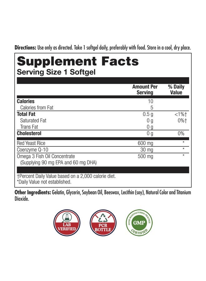 KAL أرز الخميرة الحمراء KAL COQ10 أوميغا 3، 60 حبة - Image 2