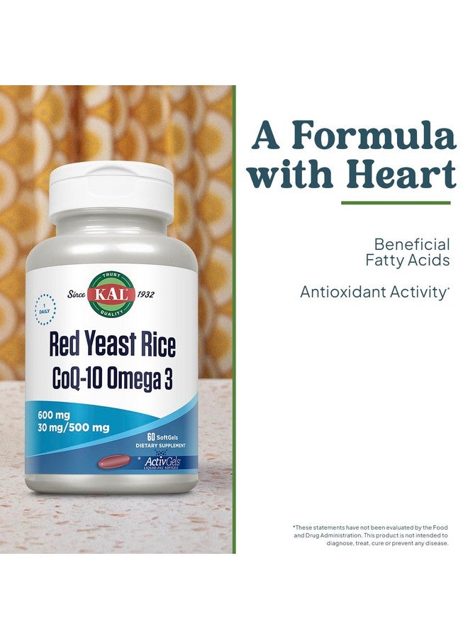KAL أرز الخميرة الحمراء KAL COQ10 أوميغا 3، 60 حبة - Image 3