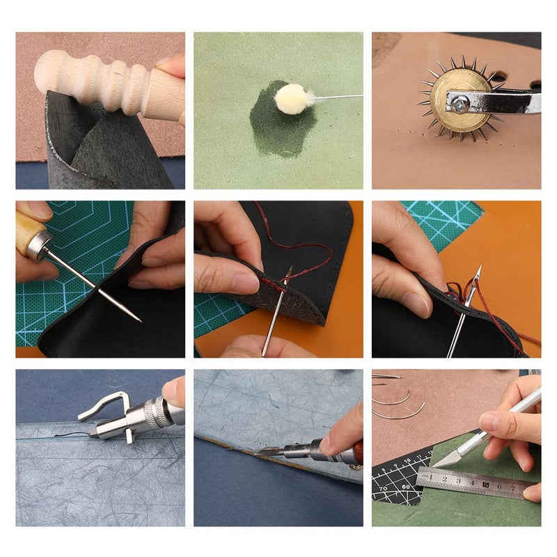 BUTUZE Leather Working Tools, Practical Leather Craft Kit with Waxed Thread Groover Awl Stitching Punch Hole for Leathercraft Beginner or Adults Gifts - Image 5