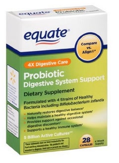Probiotic Digestive System Support 4X Digestive Care 28 Capsules (Compare Vs. Align)