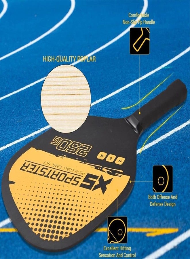 KNK Pickleball Paddle Set - Wooden Pickleball Paddles Kits - Includes 2 Paddles, 4 Outdoor Balls with 40 Holes, and Protective Carry Bag. (Yellow) - Image 5