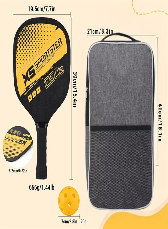 KNK Pickleball Paddle Set - Wooden Pickleball Paddles Kits - Includes 2 Paddles, 4 Outdoor Balls with 40 Holes, and Protective Carry Bag. (Yellow) - Image 3