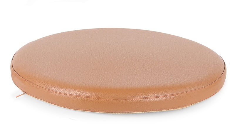 Sigmat PU Leather Round Chair Cushion Memory Foam Waterproof Round Stool Cushion for Kitchen Stool, Living Room Chiar, Office Chair, Car or Floor Pillow (12 Inch, Brown) - Image 1
