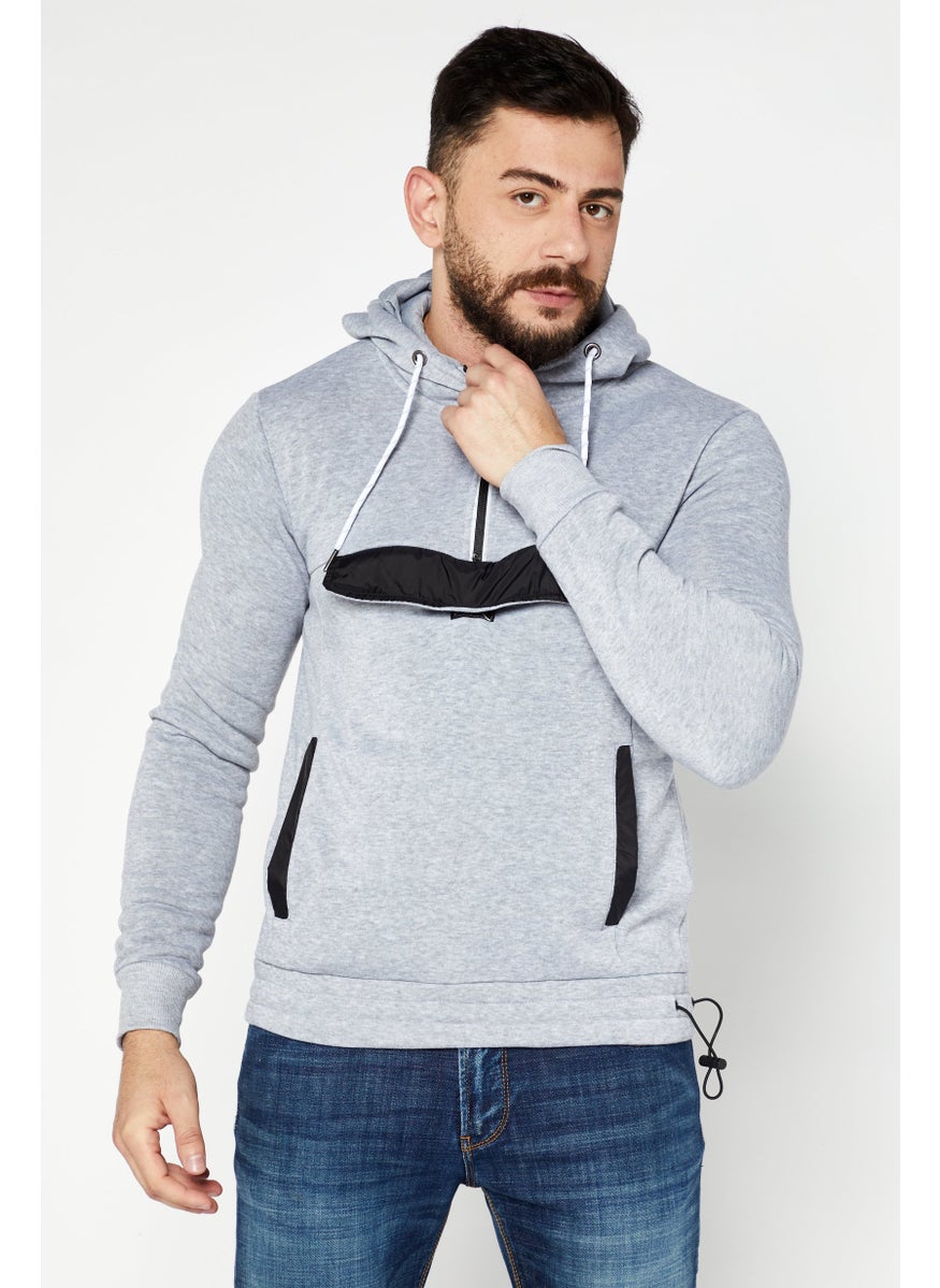 Men Hooded Half Zip Fleece Hoodies, Heather Grey - pzsku/ZFBF2CC3F89B5AA67A2C8Z/45/_/1737643130/5f574a7a-9a49-487d-aa5f-f3f249029070