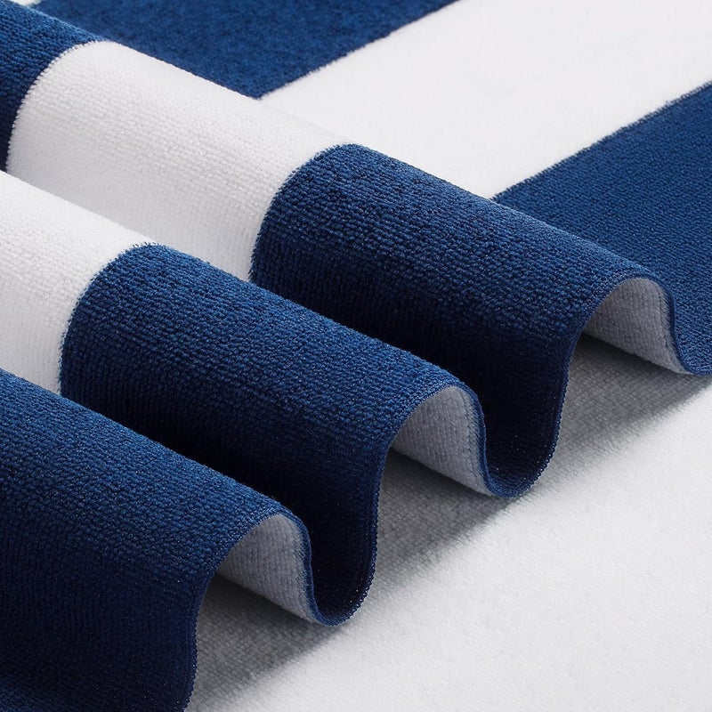 WILFA Extra Large Beach Towel - Oversized Mircofiber 40 x 70 inches, XL Striped Lightweight Pool Towel, Big Cabana Swim Travel Towel for Adults Mens Women,Dark Blue - Image 3