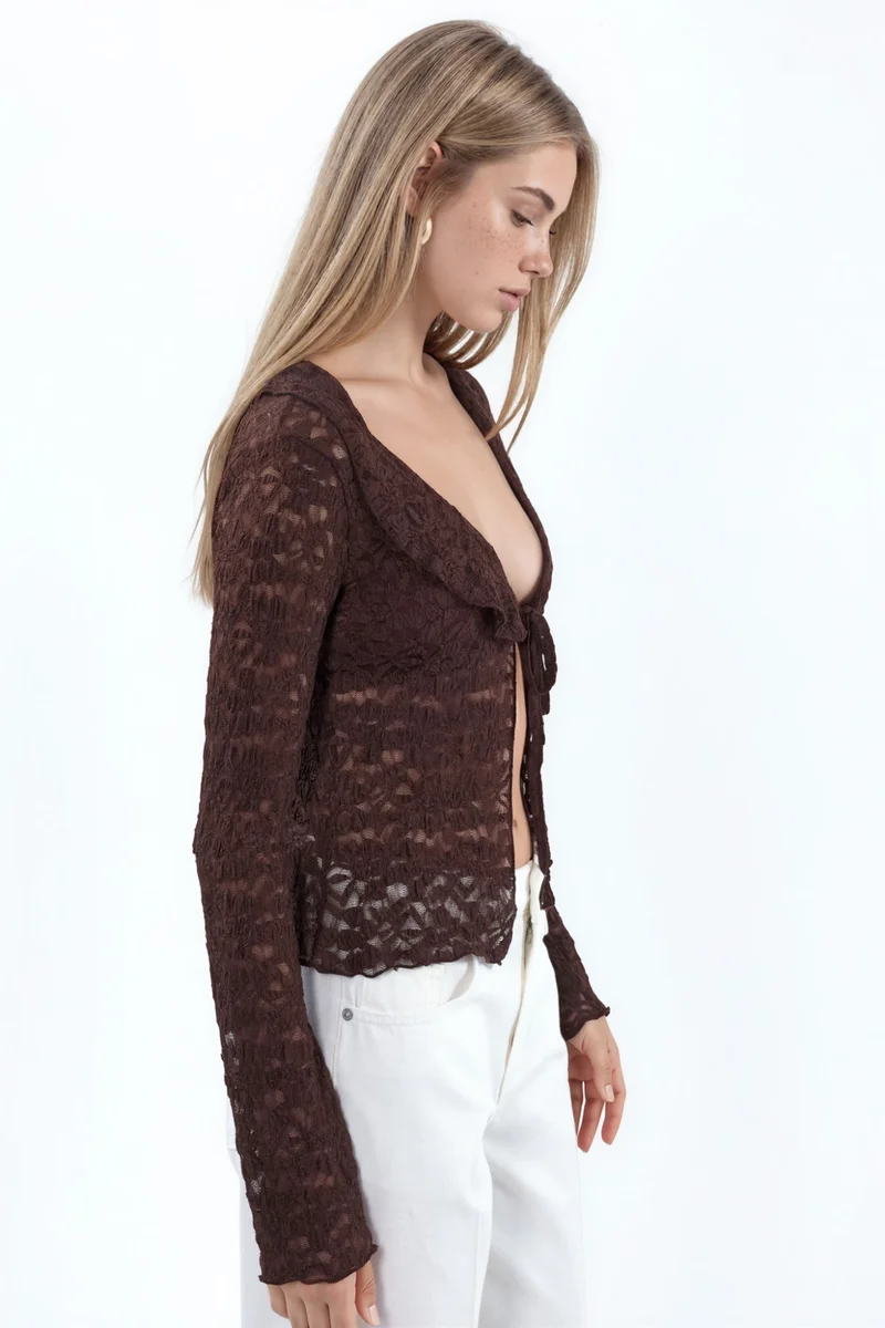 Busem BUSEM Women’s lace woven jacket with tie front
