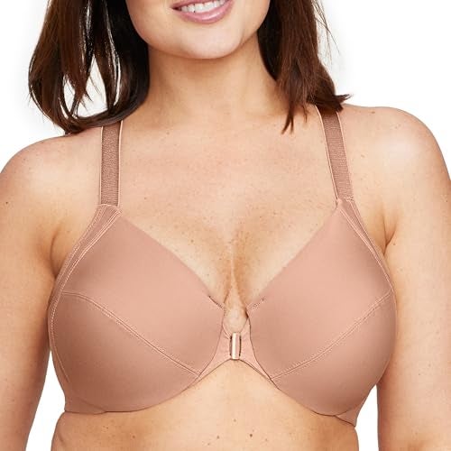 Glamorise Full Figure Plus Size Front-Closure Smoothing Wonderwire Bra Underwire #1247 Cappuccino - Image 1