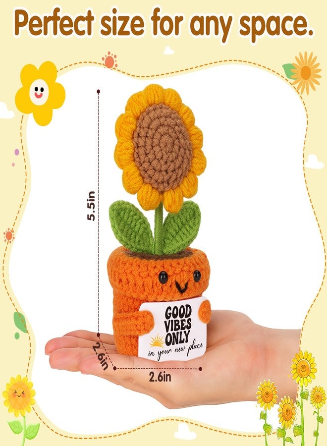 Frabaca Crochet Sunflower Housewarming Gift – Good Vibes Only in Your New Place – Christmas Stocking Stuffer Positive Affirmation Plush for Friend, Coworker, Roommate, New Home or Office Decor - Image 4