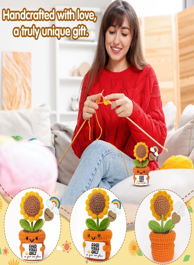 Frabaca Crochet Sunflower Housewarming Gift – Good Vibes Only in Your New Place – Christmas Stocking Stuffer Positive Affirmation Plush for Friend, Coworker, Roommate, New Home or Office Decor - Image 3