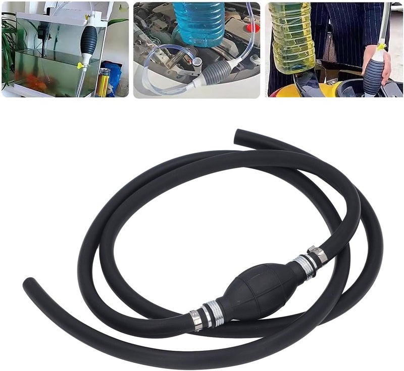 Siphon Hand Pump High Flow Manual Fuel Transfer Pump with Check Valve for Gasoline Water Oil Durable NBR Rubber Aluminum Alloy for Cars Boats Motorcycles (10mm) - Image 4